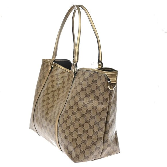 GUCCI Crystal GG Pattern Shoulder Tote Bag Coating Canvas Leather Brown 30YH545 - Picture 3 of 16